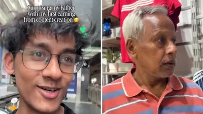 Mumbai man pretends to buy camera with his first earnings, surprises dad with shoes