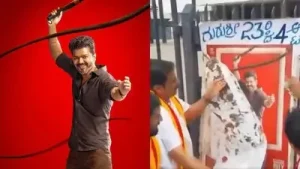 Vijay's Jana Nayagan screening halted due to Cauvery protests; posters torn by