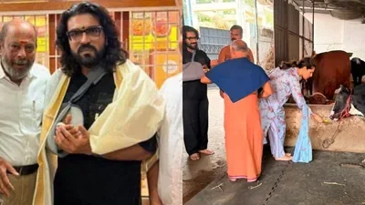 Ram Charan visits Coimbatore temple with Upasana Konidela after wrist surgery for