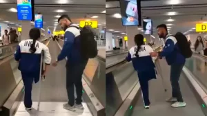 Irengbam Ritu Chanu takes airport travelator using crutches ahead of Commonwealth