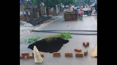 Agra rains expose poor roads as three cave-ins reported in a week