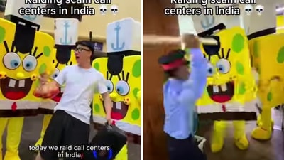 American man's bizarre 'raid' on Delhi scam call centre leaves guards helpless.
