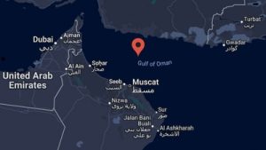 Ship hit by missile in Gulf of Oman, link between Hormuz Strait and Arabian Sea,