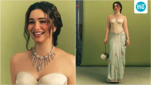 Sara Tendulkar ditches traditional blouse for ivory corset with pastel green