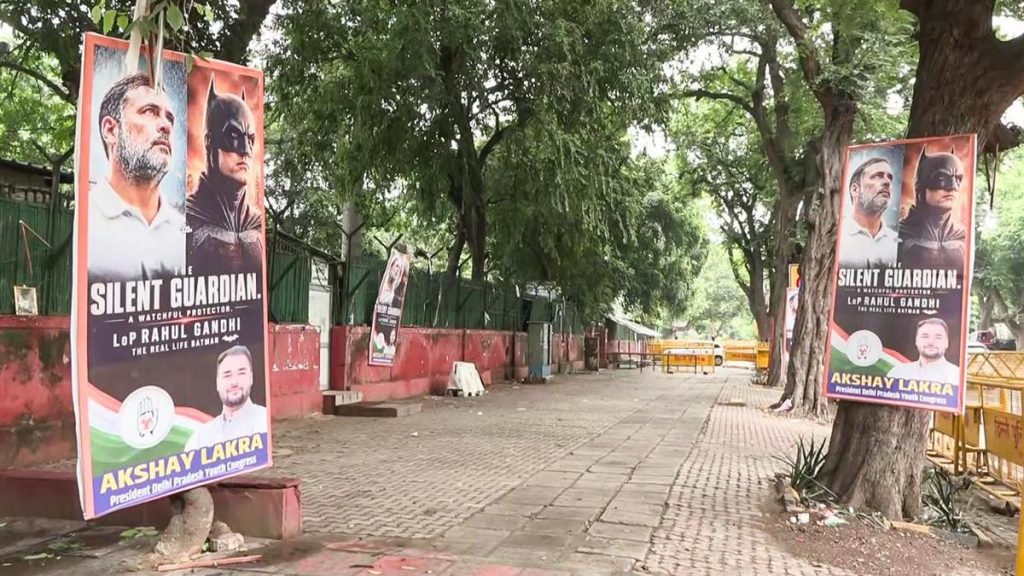 Posters calling Leader of the Opposition in Lok Sabha Rahul Gandhi "the real life Batman" were put up
