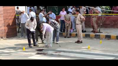 Gangster Vinod Panu alias Kana was shot dead by two assailants at the main gate of the Hisar district