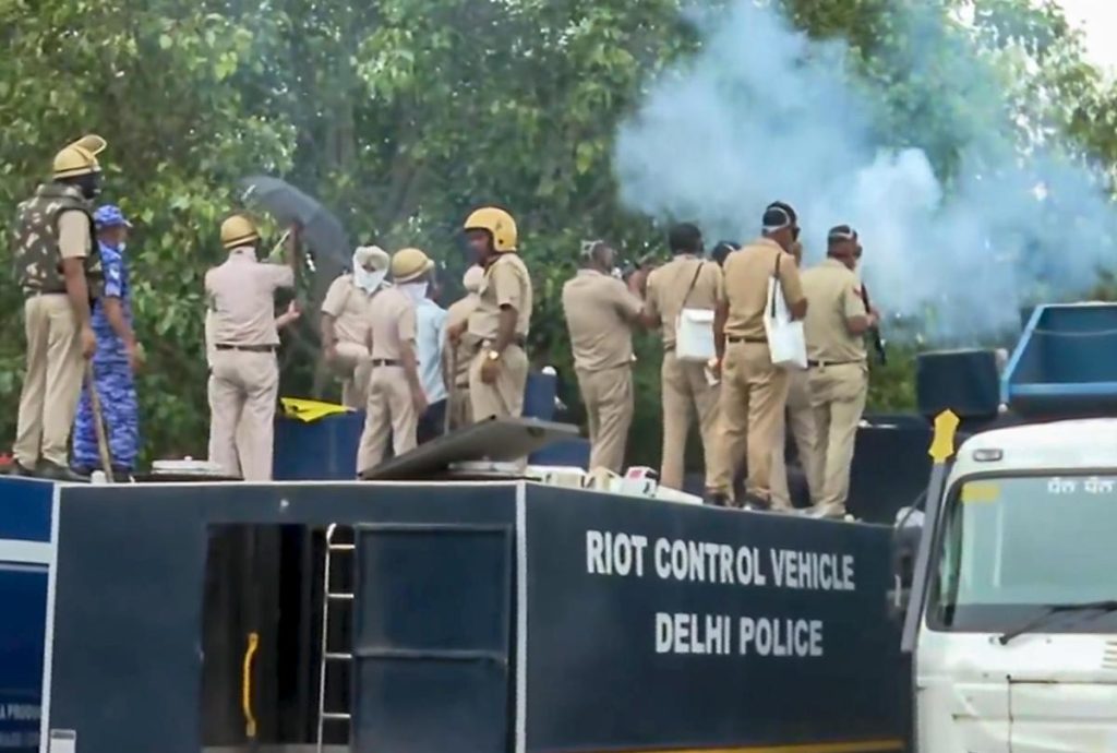 PTI Later, speaking to reporters, Qaumi Insaf Morcha leaders claimed that police used tear gas shells