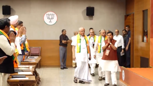 BJP national president Nitin Nabin on Saturday (August 22, 2026) held the first meeting with the p