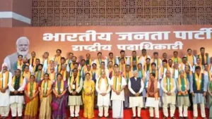 Prime Minister Narendra Modi on Saturday met the Bharatiya Janata Party (BJP)’s newly formed team under