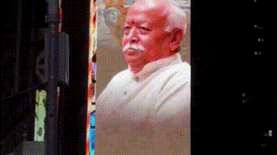 The Times Square display came amid growing attention around Bhagwat’s: A practical reader guide